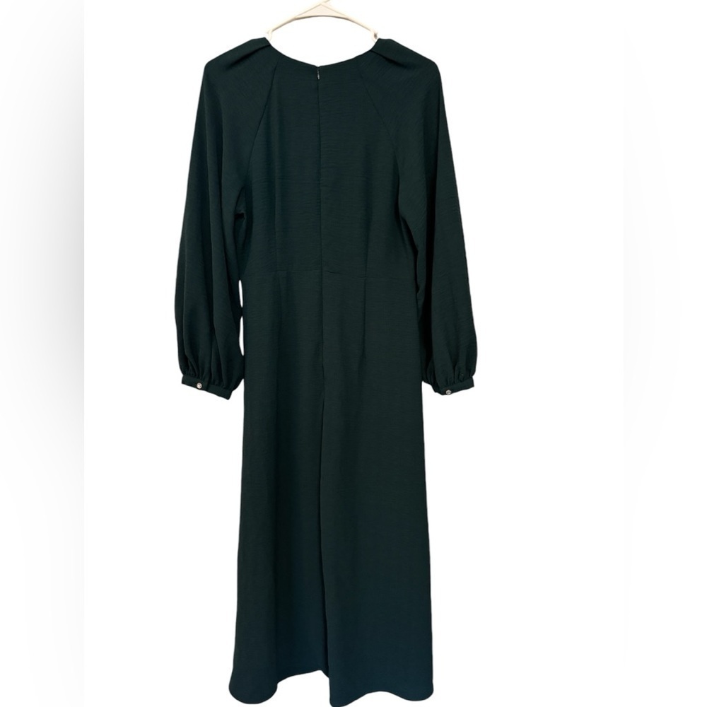 Zara green midi Vneck puff sleeve dress whimsigoth dark feminine romantic dainty - Picture 5 of 9